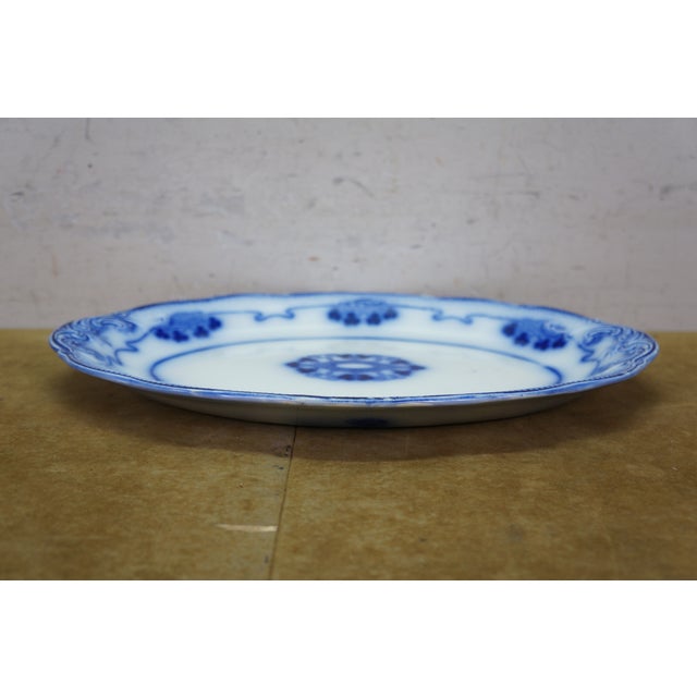 Antique Victorian W. H. Grindley "Lorne" Flow Blue Oval Serving Platter For Sale - Image 6 of 14