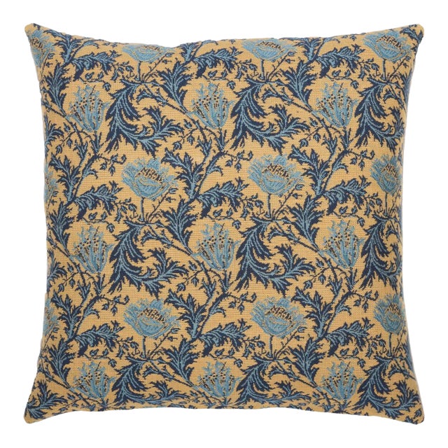Anemone Gold Tapestry Cushion With Feather Filler - 46x46cm (18"x18") For Sale