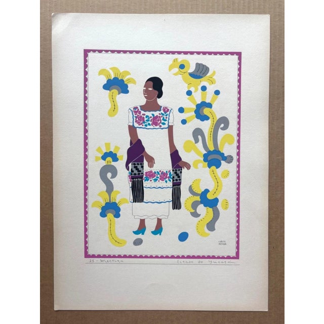 Up for sale is this gorgeous silkscreen print by Carlos Mérida, from Trajes Regionales Mexico, a limited portfolio...