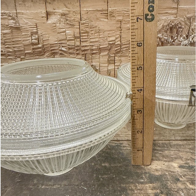Antique Holophane Glass Lamp Shades, a Pair For Sale - Image 9 of 13