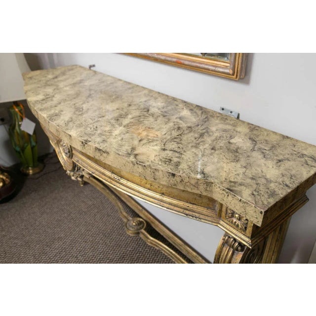 Mid 20th Century Jansen Attri. Faux Marble-Top Louis XV Console For Sale - Image 5 of 9