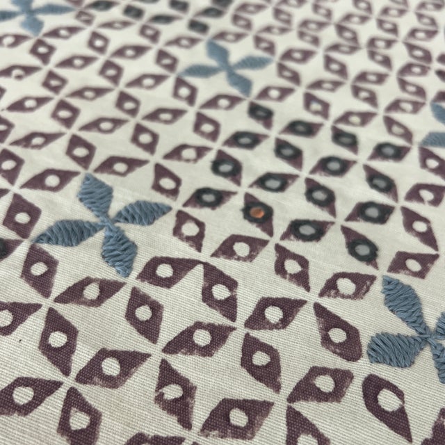 Seemakrish Mahalaxmi Hand Blocked Embroidered Cotton Fabric- 1 1/2 Yards