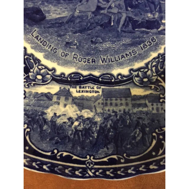 Antique Late 19th Century Flow Blue Souvenir Plates Indianapolis & Rhode Island - Set of 2 For Sale In Louisville - Image 6 of 11