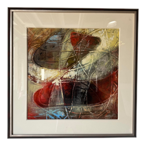 Vintage Cecil K. Abstract Expressionist Acrylic Paint on Board, Framed