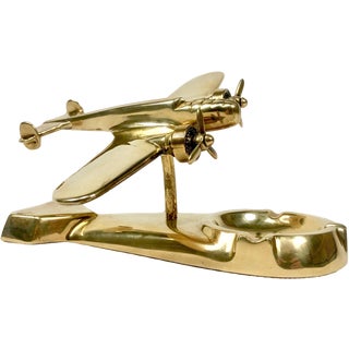 Polish Model PZL37 Łoś Desk Plane with Ashtray in Brass, 1930s For Sale