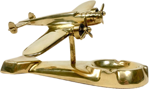 Polish Model PZL37 Łoś Desk Plane with Ashtray in Brass, 1930s