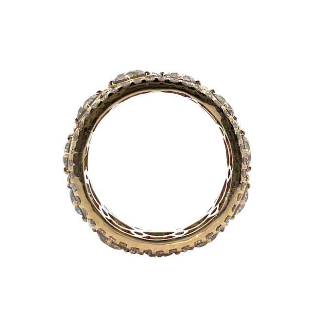 Contemporary One of a Kind 14k Yellow Gold 5.08 Carat Weight Diamond Eternity Style Band Ring, Size 7.5 For Sale - Image 3 of 11