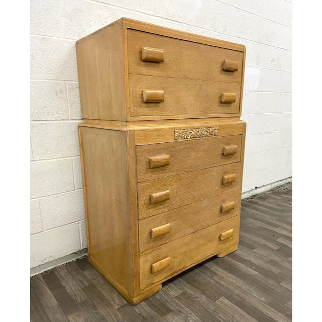 Vintage Thomasville Mid Century Blonde Art Deco Style Chest of Drawers For Sale - Image 10 of 13