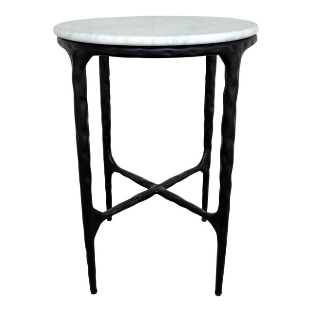 Modern White Marble Side Table For Sale