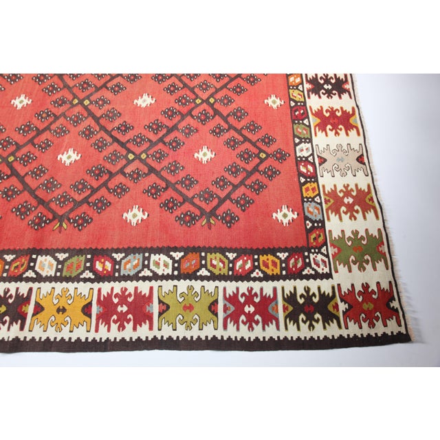 Textile 1900s Handwoven Antique Sarkoy Kilim - Fine, Detailed Weave- 5′8″ × 10′8″ For Sale - Image 7 of 12