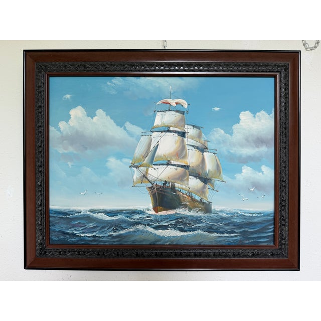 K.Dossi Original Sailing Ship Oil Painting, Nautical Seascape, Maritime Art For Sale - Image 10 of 12