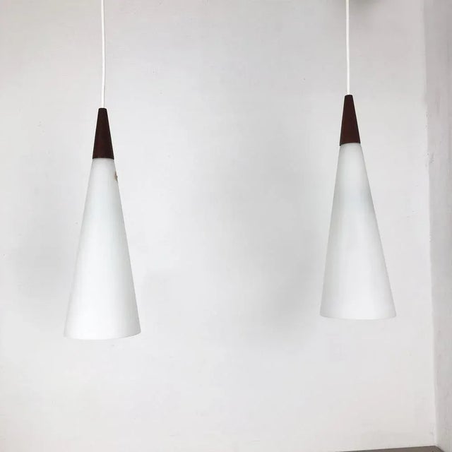 Trompet Pendant Lamps in Copper by Jo Hammerborg for Fog & Mørup, Denmark, 1963, Set of 2 For Sale - Image 3 of 15