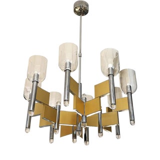 Vintage Italian Chandelier by Gaetano Sciolari, 1970s For Sale