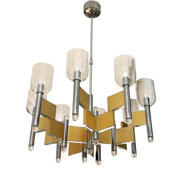 Vintage Italian Chandelier by Gaetano Sciolari, 1970s For Sale