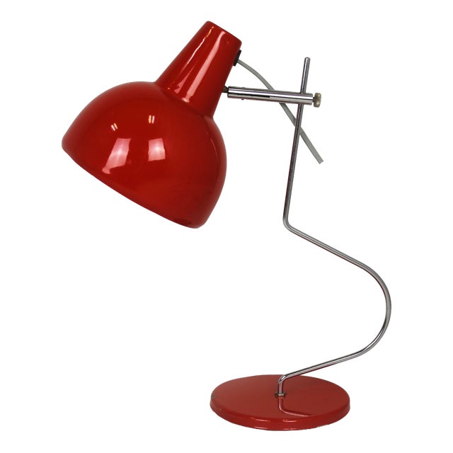 Mid-Century Red Desk Lamp from Lidokov, Former Czechoslovakia, 1960s For Sale