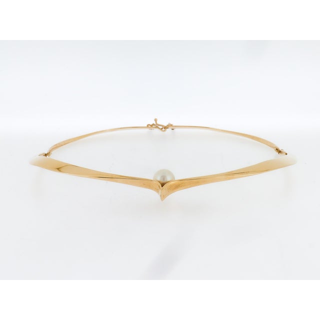 Ed Wiener Modernist 14k Gold & Pearl Curvex Choker Necklace or Collar For Sale - Image 16 of 18