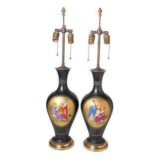 Antique Neoclassical Paris Porcelain Vases as Lamps - a Pair For Sale