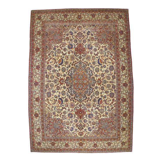 Extremely Fine Vintage Persian Isfahan Rug 10’0" X 15’2” For Sale
