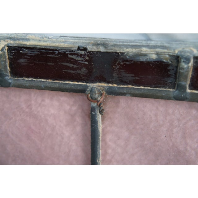 Antique Victorian Floral Leaded Stained Architectural Glass Window Panel For Sale - Image 11 of 11