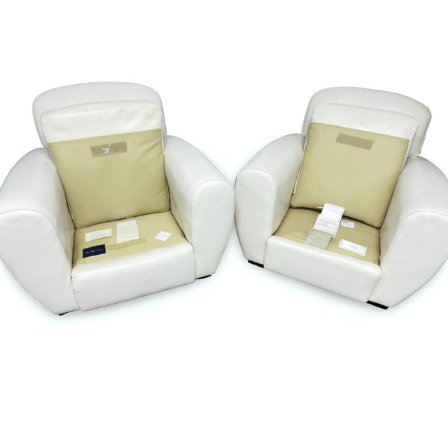 1990s Pair of Signed Ralph Lauren Vintage Art Deco Leather Club Chairs For Sale - Image 5 of 7