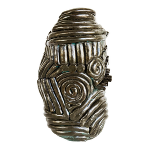 Brutalist Hand-Built Glazed Coil Terracotta Studio Pottery Vase