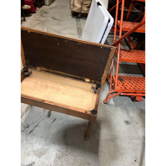 Mid-Century Modern Vintage Petite Wooden Opening Piano Bench For Sale - Image 3 of 5