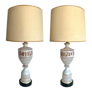 Pair of 1950's Fiorentine Italian Neo-Classical Porcelain Lamps For Sale