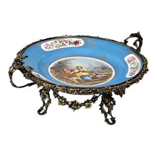 19th Century Sèvres Style Porcelain Centerpiece Bowl With Ormolu Mounts For Sale