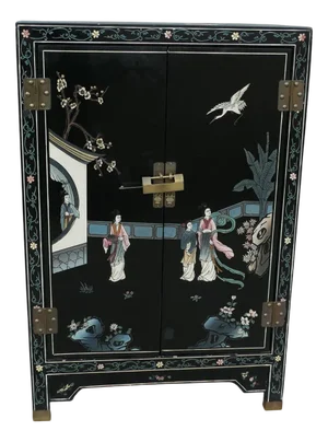 Chinoiserie Cupboard with Birds and Flowers Decor, 1960s