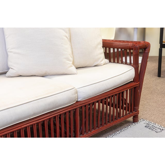 Vintage Palecek President's Sofa & Chair 3 Piece Rattan Patio Sofa & Chair Set For Sale - Image 17 of 18