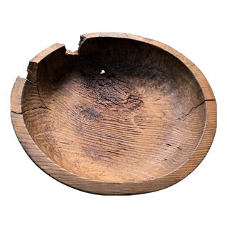 Vintage Japanese Wooden Dough Bowl, 1920s For Sale