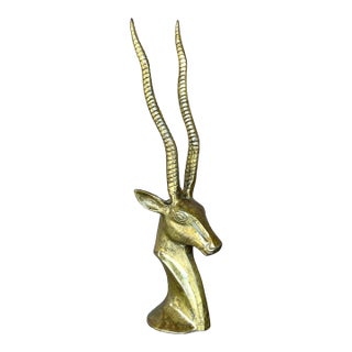 Vintage Brass Antelope Sculpture For Sale