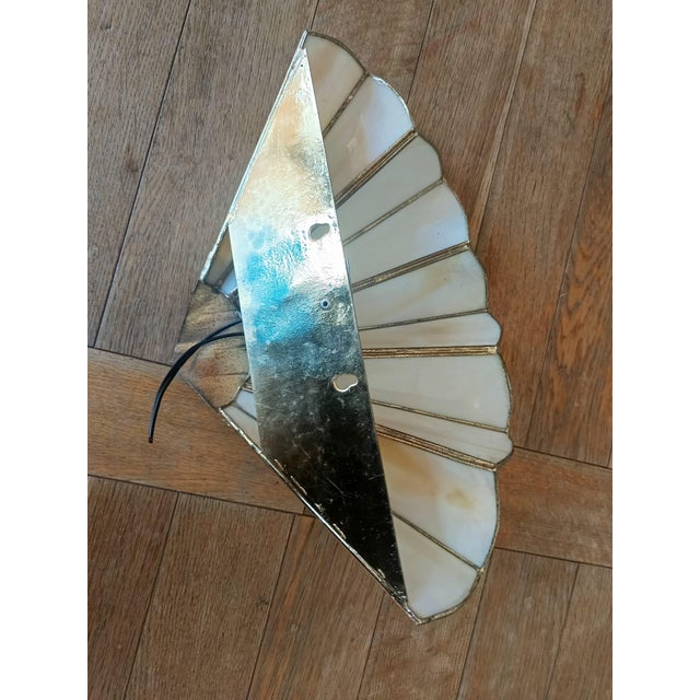 Beige Art Deco Fan Wall Sconce in Glass Paste, 1940s For Sale - Image 8 of 9