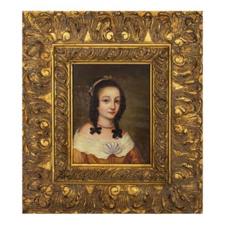 Signed American School Portrait of a Girl Oil For Sale