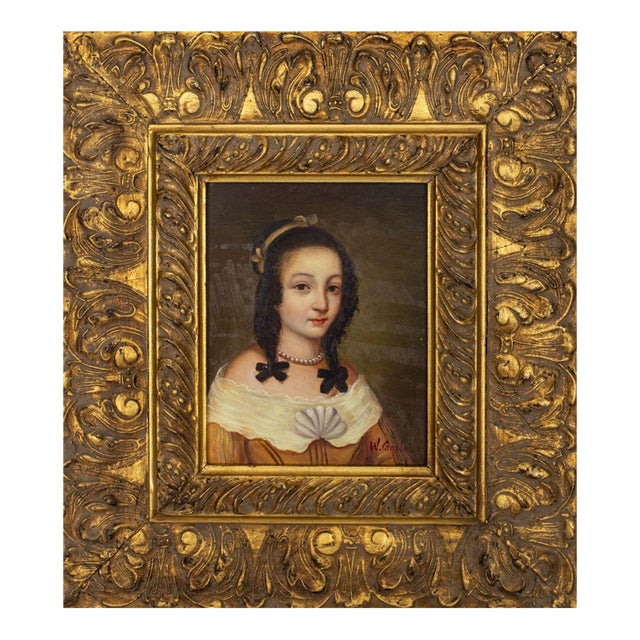 Signed American School Portrait of a Girl Oil For Sale