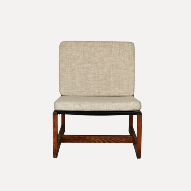 Lounge Chairs with Wooden Frames, Fabric Strap Seats, Metal Slat Backrests and Beige Upholstery France, 1950s, Set of 2 For Sale - Image 13 of 15