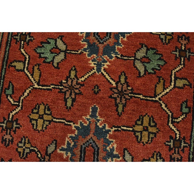 Ivory Heriz Runner 2’7” X 21’10” Rust Wool Tribal Hand-Knotted Oriental Rug For Sale - Image 8 of 12