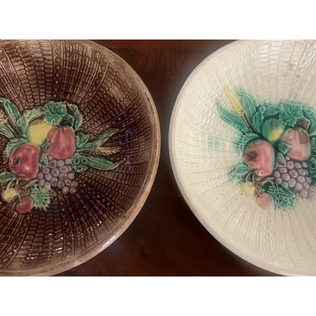 Antique Majolica Fruit / Wall Bowls- Set of 2 For Sale - Image 4 of 13