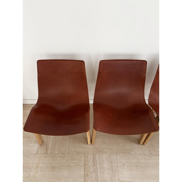 2000 - 2009 Italian Model 3T Chairs in Wood and Leather by Angelo Mangiarotti for Agapecasa, 2000s, Set of 8 For Sale - Image 5 of 18