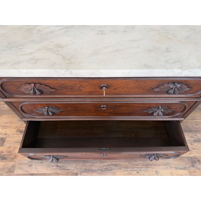 Antique Mid-19th Century Walnut Marble-Top Chest For Sale - Image 9 of 17