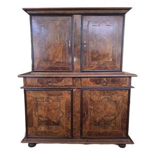 17th Century Burl Walnut Veneer Cabinet Flemish German Low Country For Sale