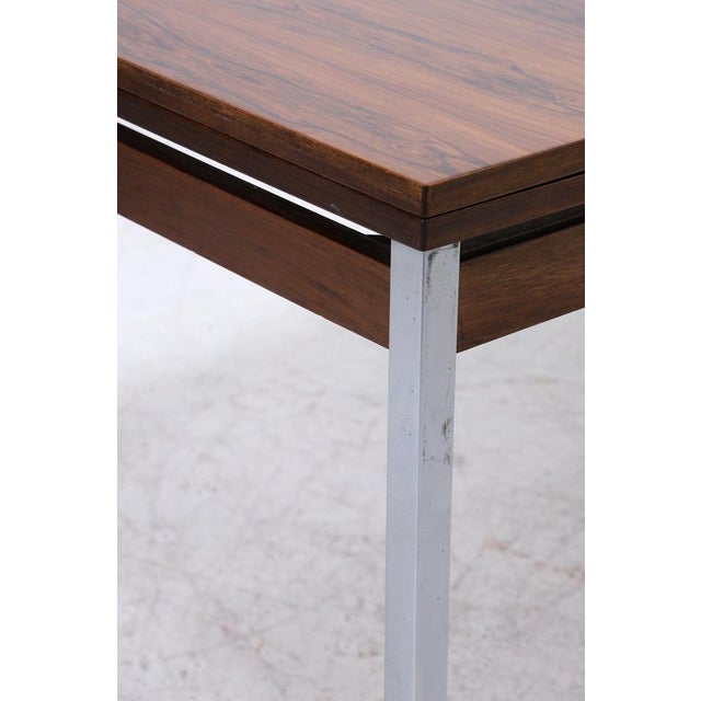 Vintage Extendable Rosewood Dining Table in Chrome and Wood, 1960s For Sale - Image 11 of 14