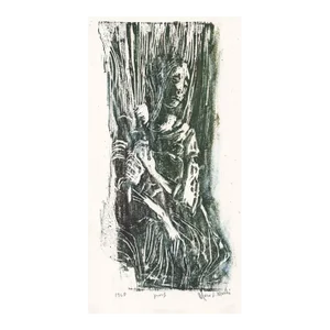 1968 Marco Marchi Female Figure Woodblock Print