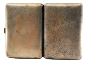 Silver Cigarette Case with Engraved Branches and Hinged Lid