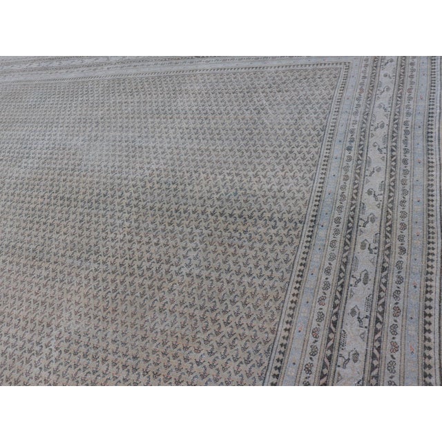 Brown Minimalist Design Antique Persian Tabriz Rug in All-Over Design in Faded Colors 10'2 X 13'5 For Sale - Image 8 of 14