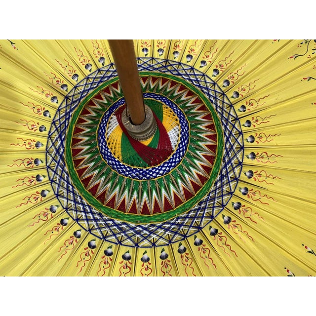 Indonesian Parasol in Wallpaper, Wood and Wool, 1950s For Sale - Image 14 of 17
