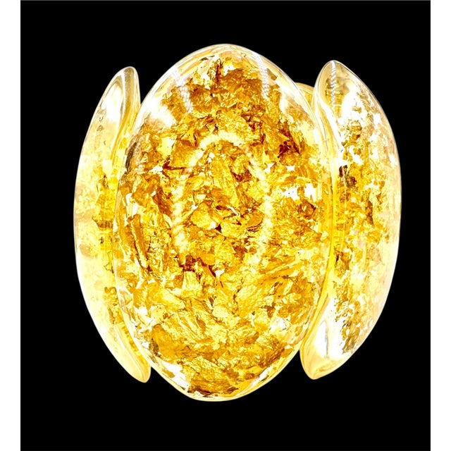 Sobral Cuff Metalique Transparent Lucite 24k Gold Porcina Bracelet Stretch For Sale - Image 9 of 12