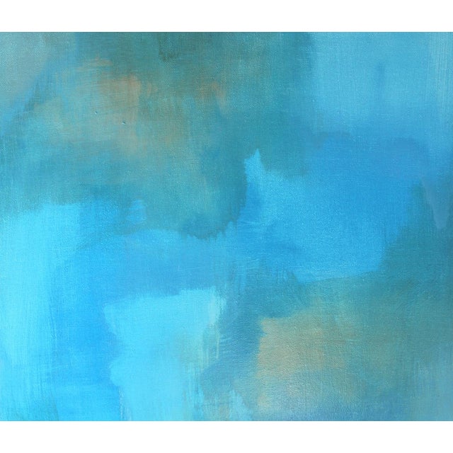 "Glazed Earth" Contemporary Blue Abstract Stretched Canvas Giclee Print For Sale