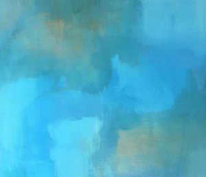 "Glazed Earth" Contemporary Blue Abstract Stretched Canvas Giclee Print