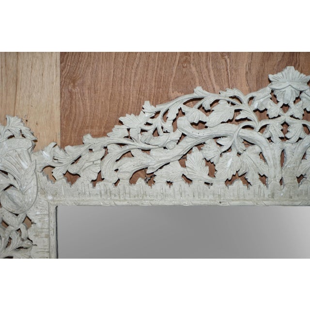 Wood Large Antique Hand Carved & Painted Burmese Overmantle Mirror from Libertys London For Sale - Image 7 of 13